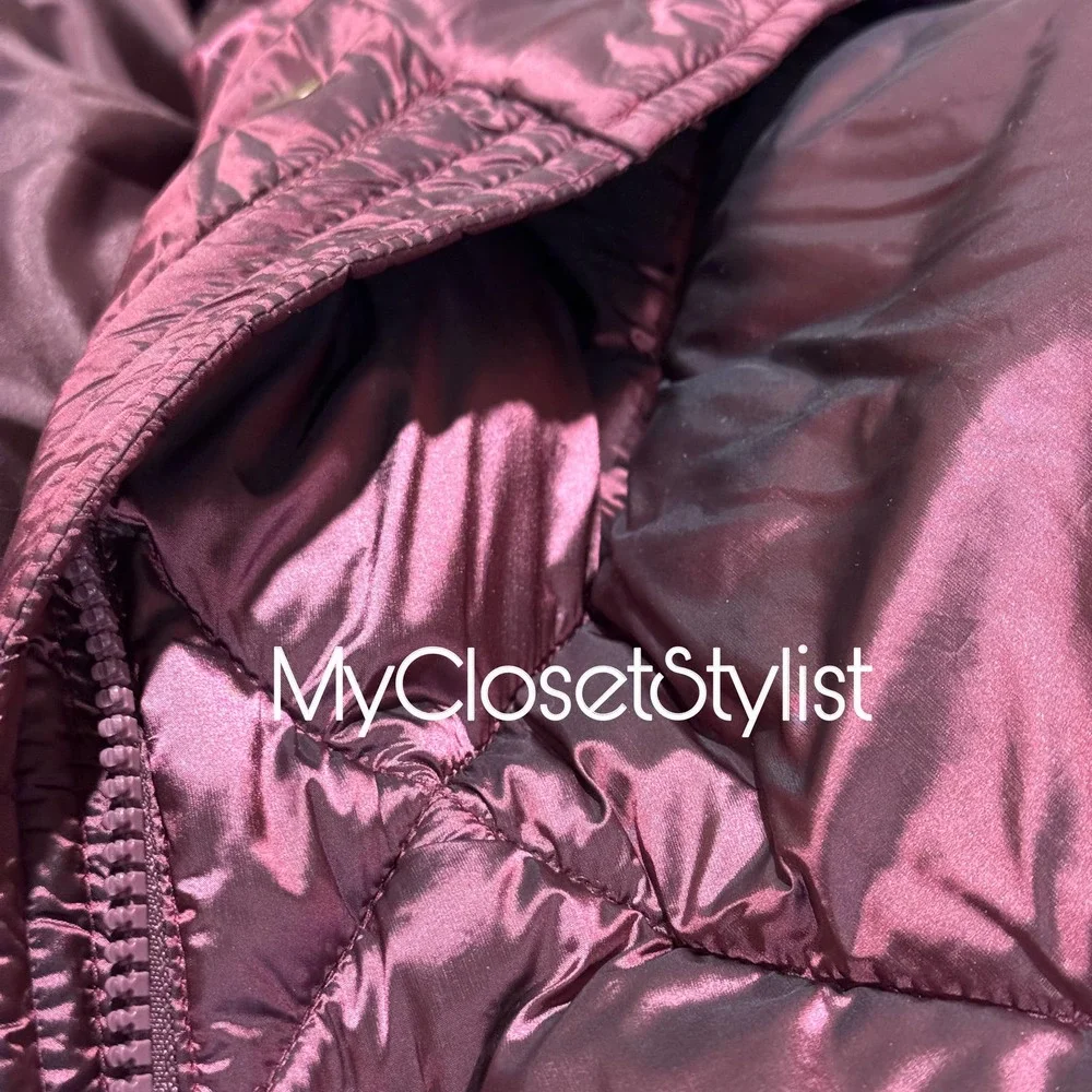 NWT Anthropologie OOF Metallic Quilted Puffer Coat Jacket NEW $400 S Purple RARE - Picture 2 of 8